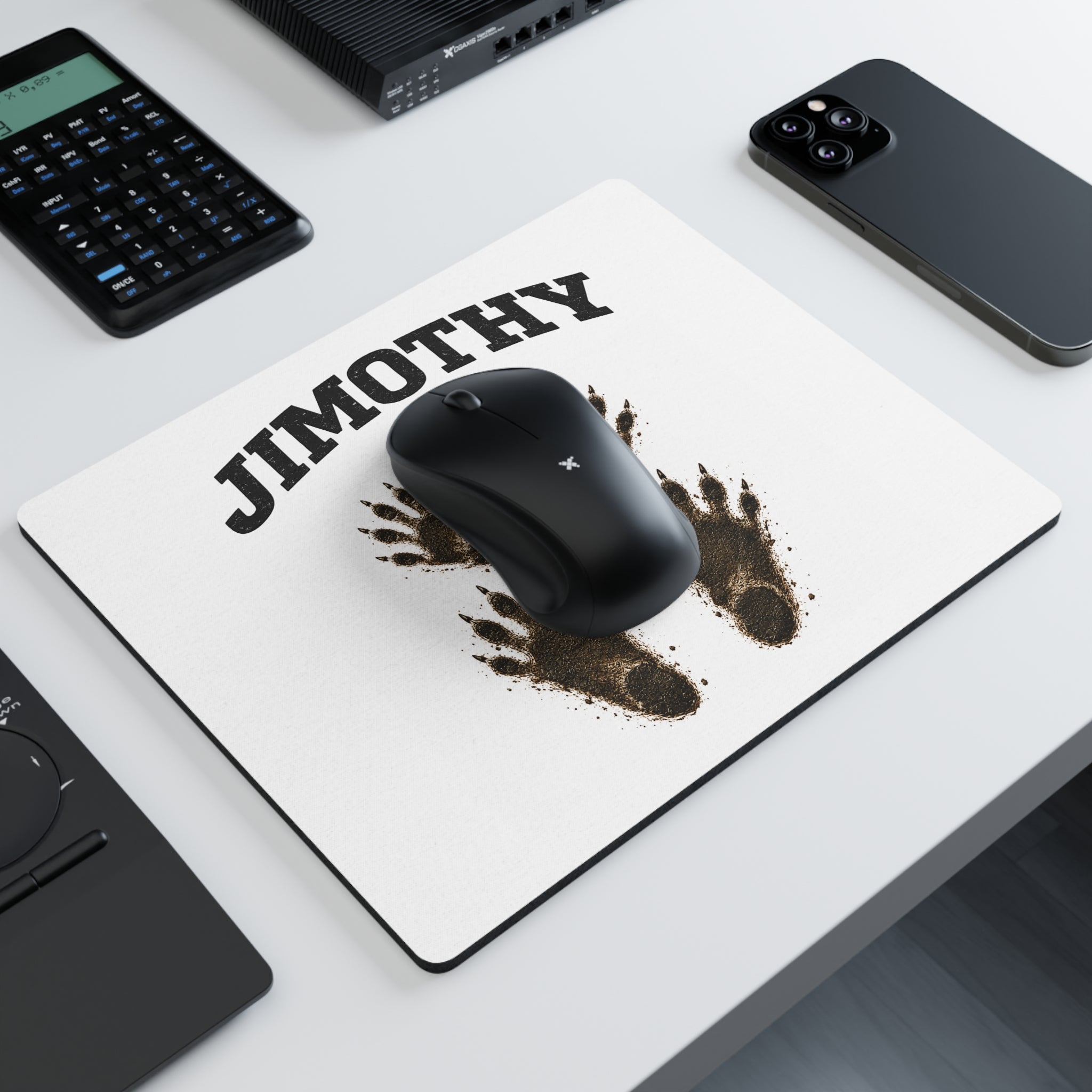 Personalized "Jimothy" Mouse Pad — Dirty Pawprint Desk Mat