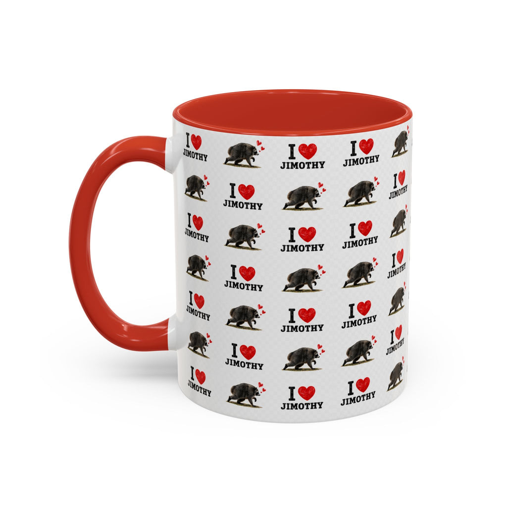 I  Love Jimothy Patterned Coffee Mug — Personalized Pet Name Mug (Accent 11/15oz)