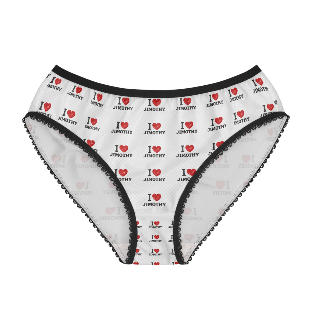 I  Love JIMOTHY Personalized Women's Briefs — All-Over-Print Cute Heart Pattern