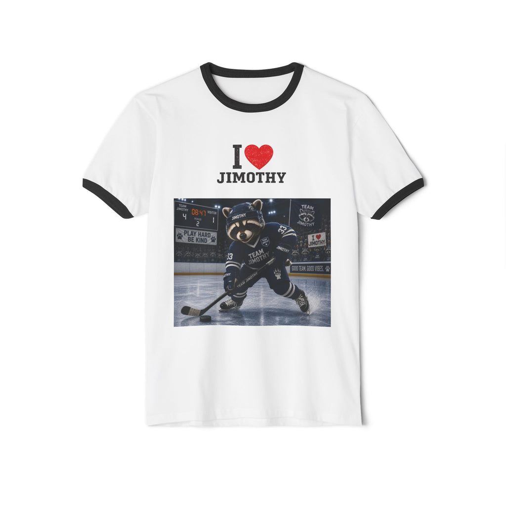 Team  Jimothy Hockey Ringer T-Shirt — Team Jimothy Youth Hockey Fan Tee