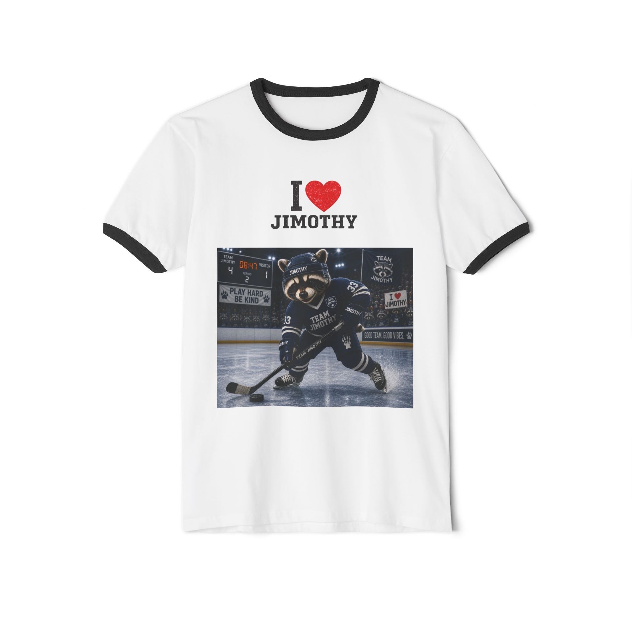 Team  Jimothy Hockey Ringer T-Shirt — Team Jimothy Youth Hockey Fan Tee