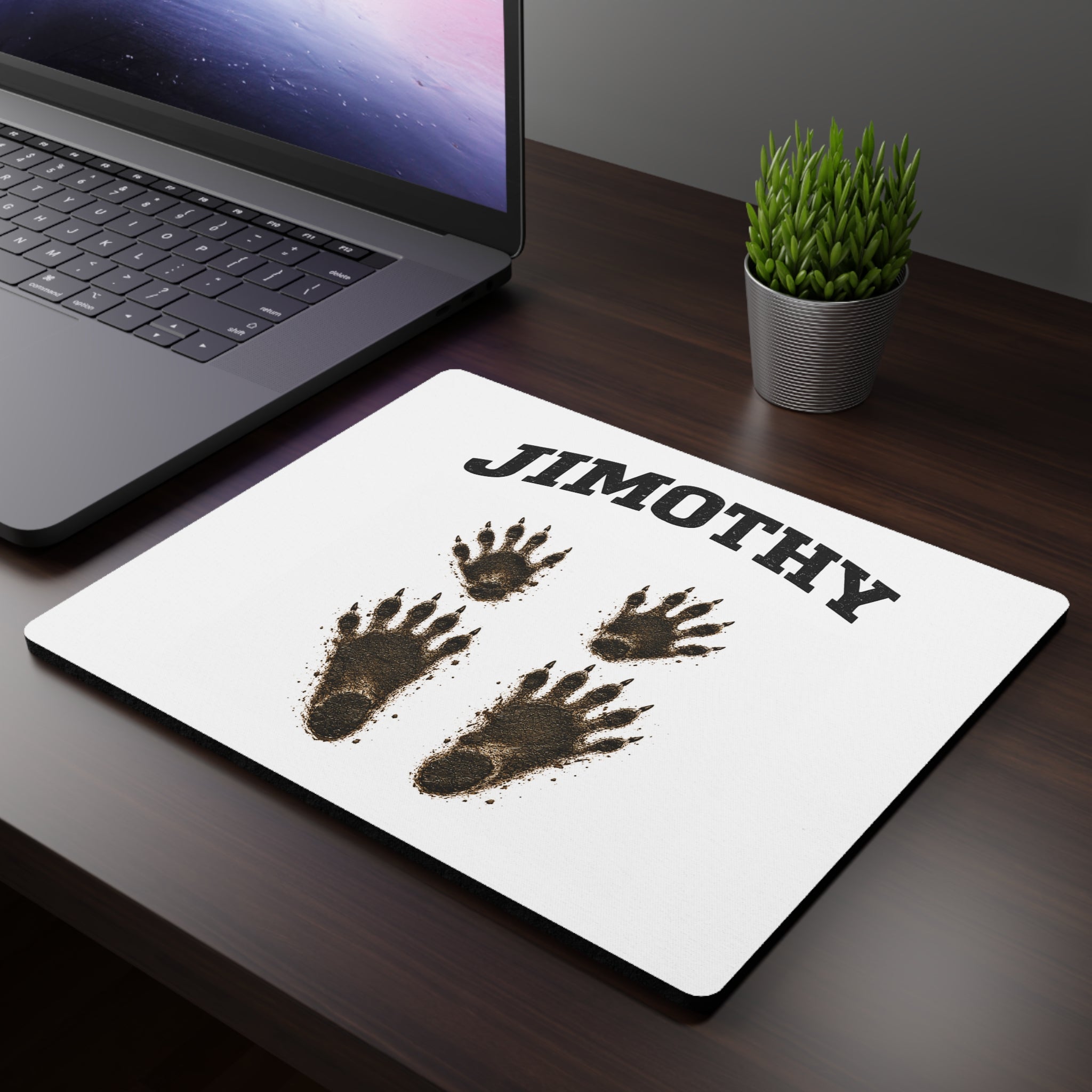 Personalized "Jimothy" Mouse Pad — Dirty Pawprint Desk Mat