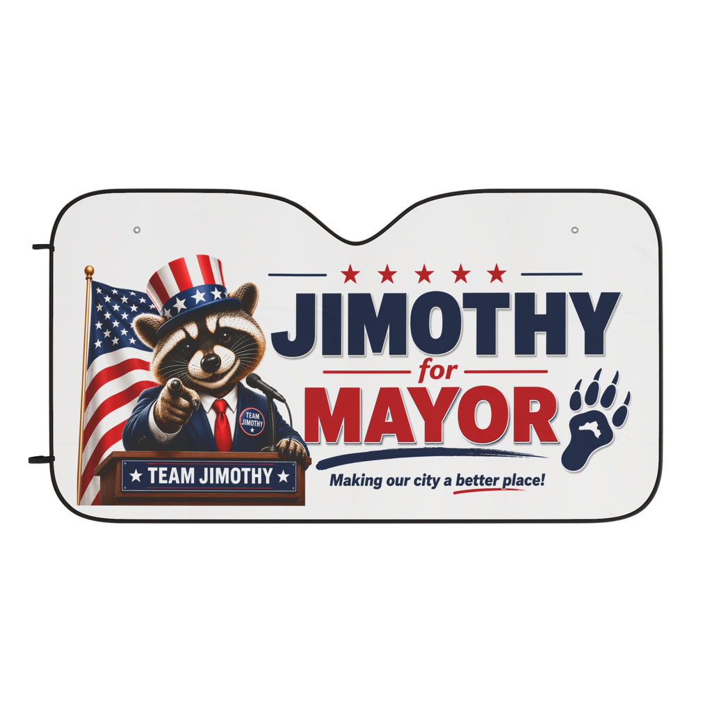 Car Sun Shade — 'Jimothy for Mayor' Patriotic Raccoon Windshield Cover