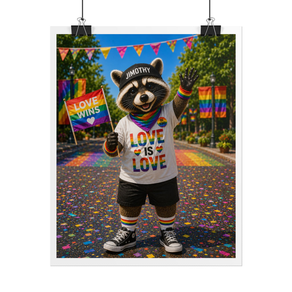 Rolled Poster — Pride Raccoon "Love Is Love" Rainbow Parade Art Print