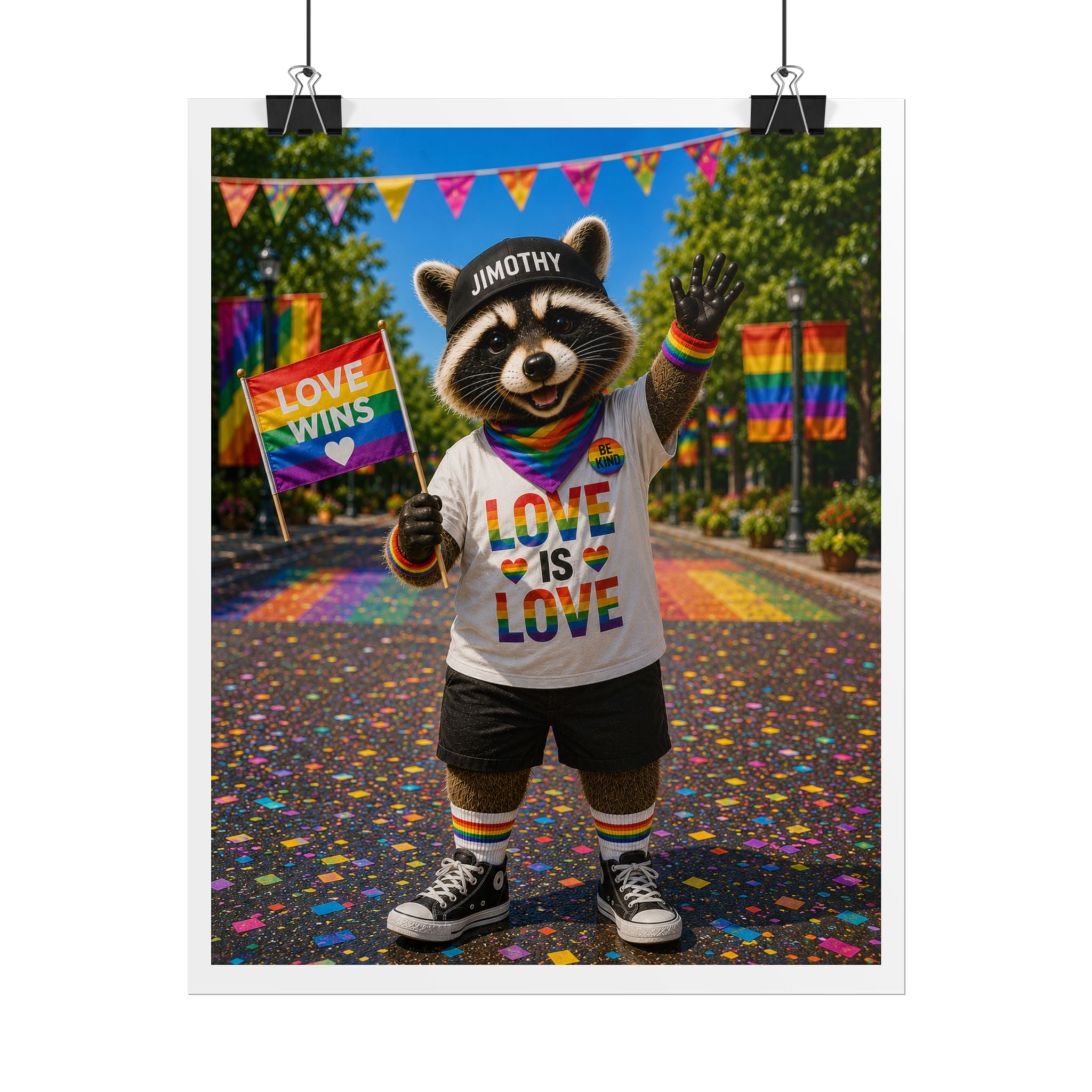 Rolled Poster — Pride Raccoon "Love Is Love" Rainbow Parade Art Print