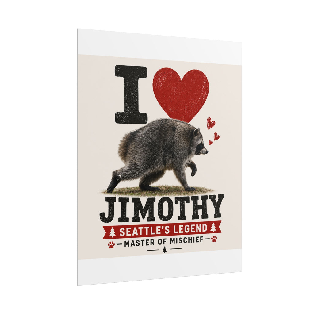 I Heart Jimothy Raccoon Poster — Seattle’s Legend ‘Master of Mischief’ Rolled Art Print