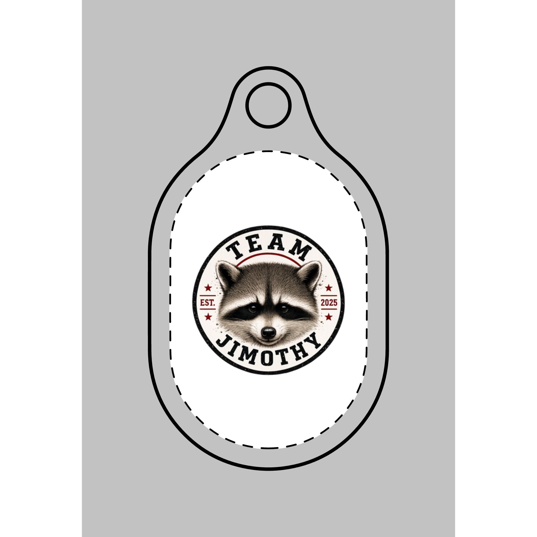 AirTag Keychain Cover — "Team Jimothy" Raccoon Personalized Tracker Case